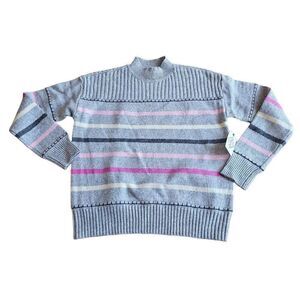 St johns bay womens Sz L gray pink knit pullover sweater